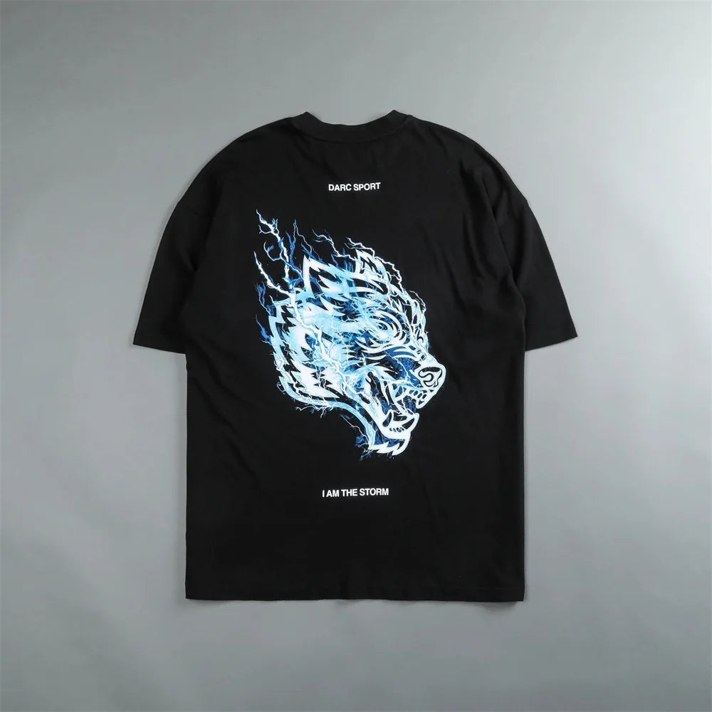 Apex Ritual – Lightning Wolf Head Print Cotton T-Shirt – Round Neck Short Sleeve Unisex