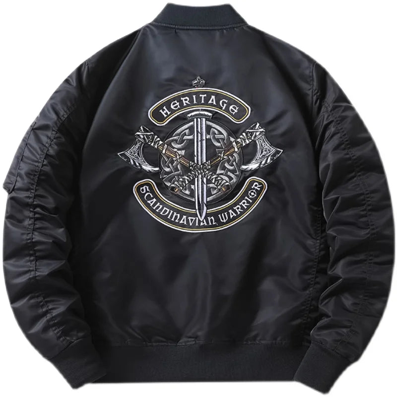 Apex Ritual – Spring Autumn Embroidered MA1 Pilot Jacket Men – Trendy American Workwear Baseball Style