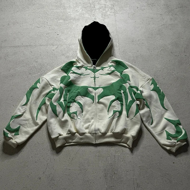Apex Ritual – Y2K Men's Baggy Hoodies – Autumn Long Sleeve Loose Hooded Vintage Zipper Cardigan