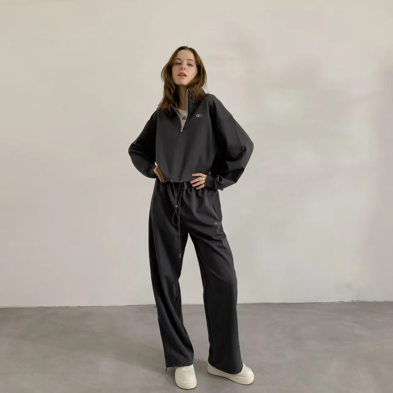 Apex Ritual – American Style Half Zipper Stand Collar Jacket Women – Yoga Running Set Long Sleeve