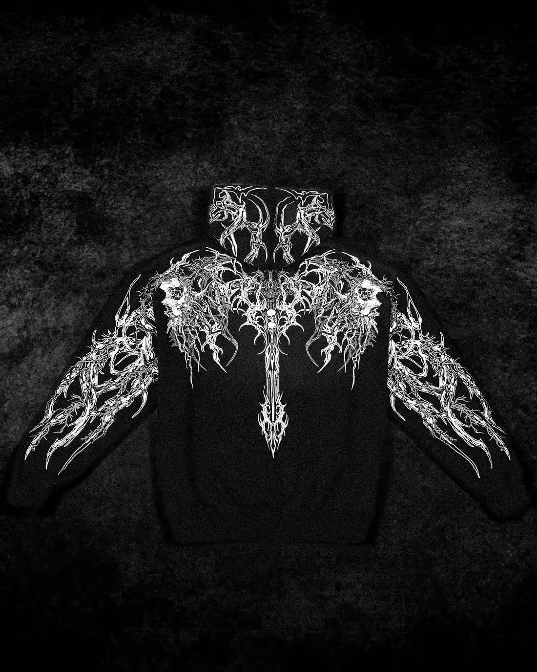 Apex Ritual – Men's Dark Floral Hooded Sweatshirt – Oversized American Streetwear Fitness Pullover