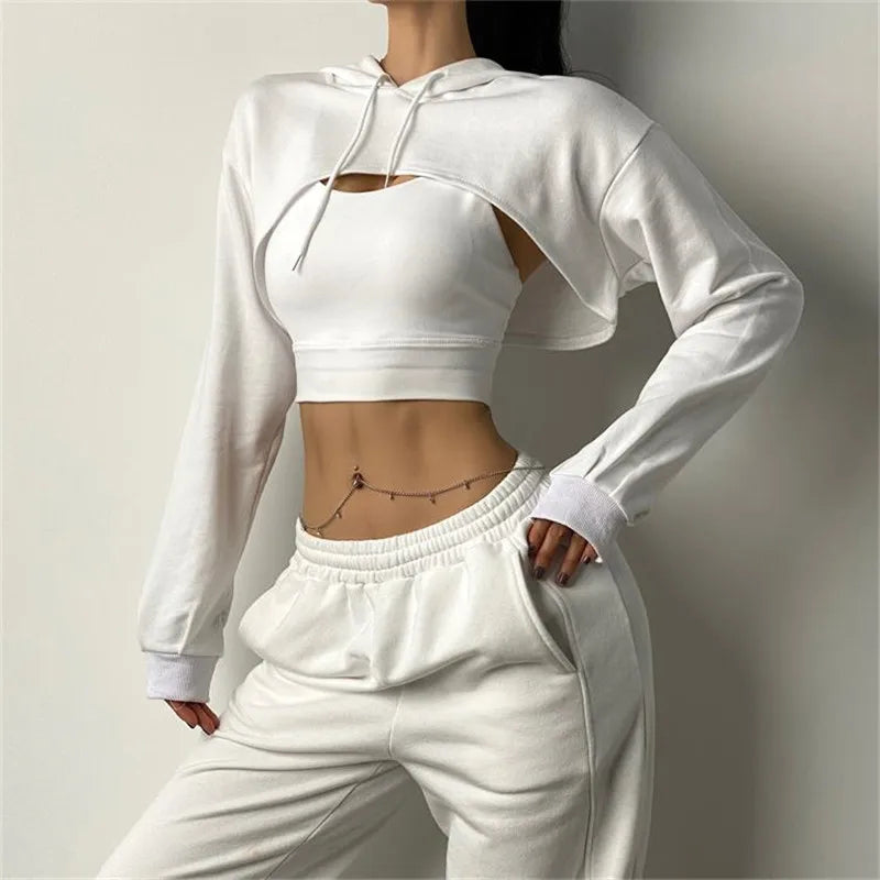 Apex Ritual Women's Cotton Crop Hoodie – Long-Sleeve Yoga & Gym Top