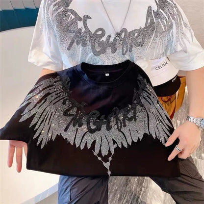 Apex Ritual – ウィング＆ドリル柄コットンTシャツ – メンズ半袖カジュアルTシャツ