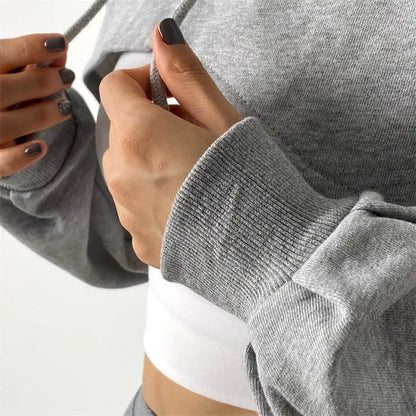Apex Ritual Women's Cotton Crop Hoodie – Long-Sleeve Yoga & Gym Top
