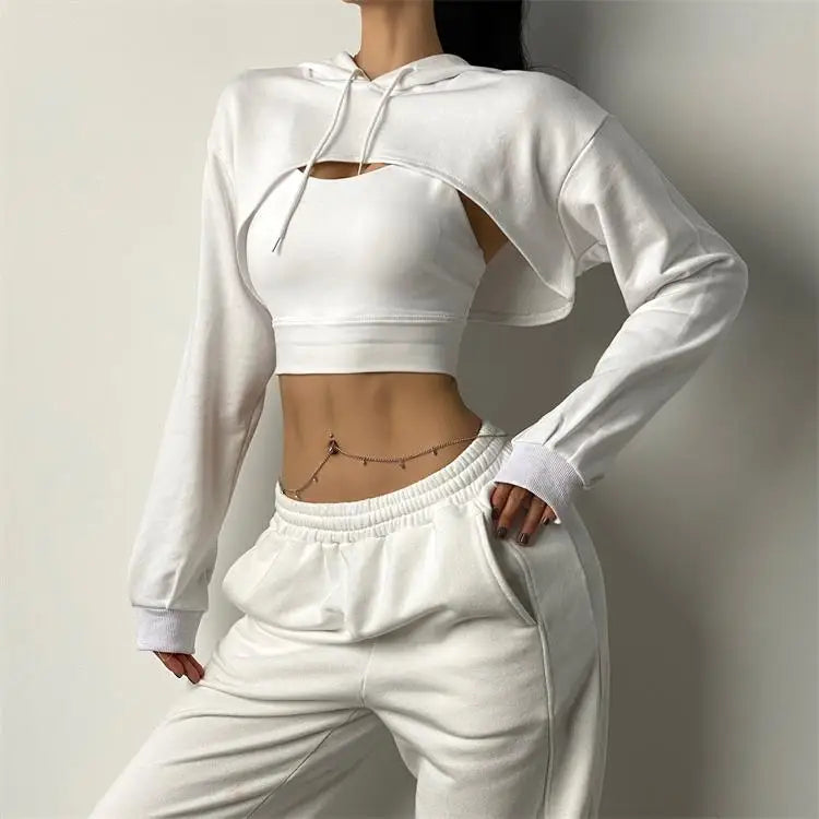 Apex Ritual Women's Cotton Crop Hoodie – Long-Sleeve Yoga & Gym Top