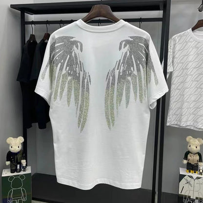 Apex Ritual – ウィング＆ドリル柄コットンTシャツ – メンズ半袖カジュアルTシャツ