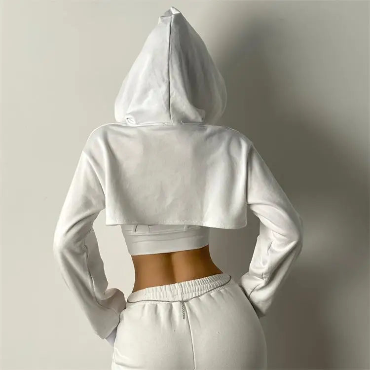 Apex Ritual Women's Cotton Crop Hoodie – Long-Sleeve Yoga & Gym Top
