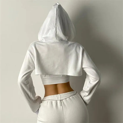 Apex Ritual Women's Cotton Crop Hoodie – Long-Sleeve Yoga & Gym Top