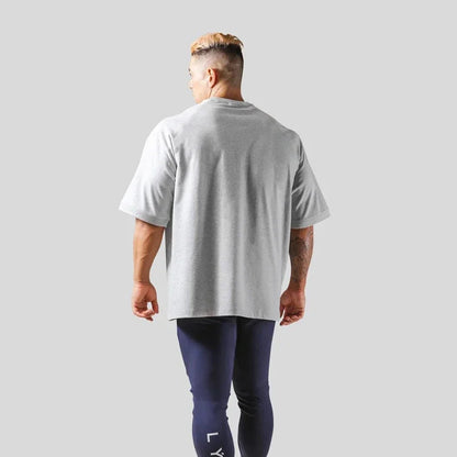 Apex Ritual – Oversized Men's Letter Print Sports Tee – Training Streetwear T-Shirt