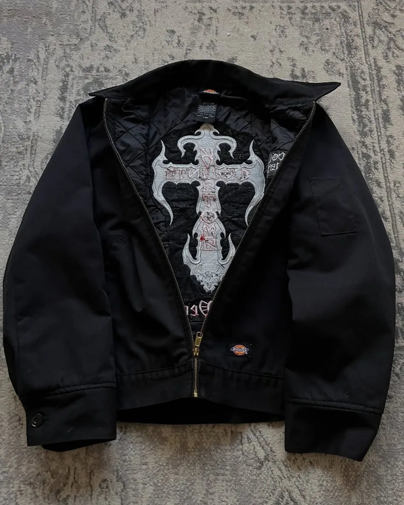 Apex Ritual – Y2K Harajuku Vintage Letter Embroidered Jacket Women – Gothic Hip Hop Casual Coat