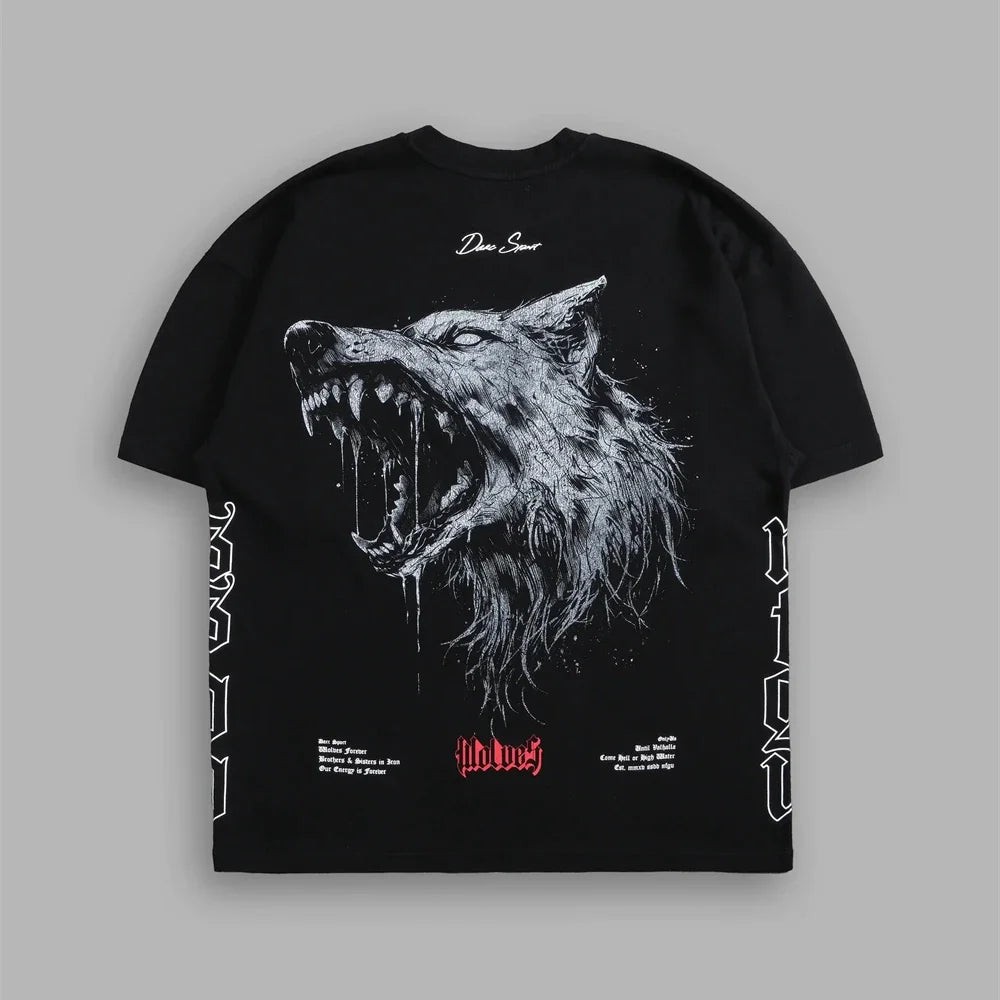 Apex Ritual – EINHERJAR Side By Side Oversized Tee – Y2K Gothic Hip Hop Couple T-Shirt