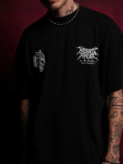Apex Ritual – EINHERJAR Side By Side Oversized Tee – Y2K Gothic Hip Hop Couple T-Shirt
