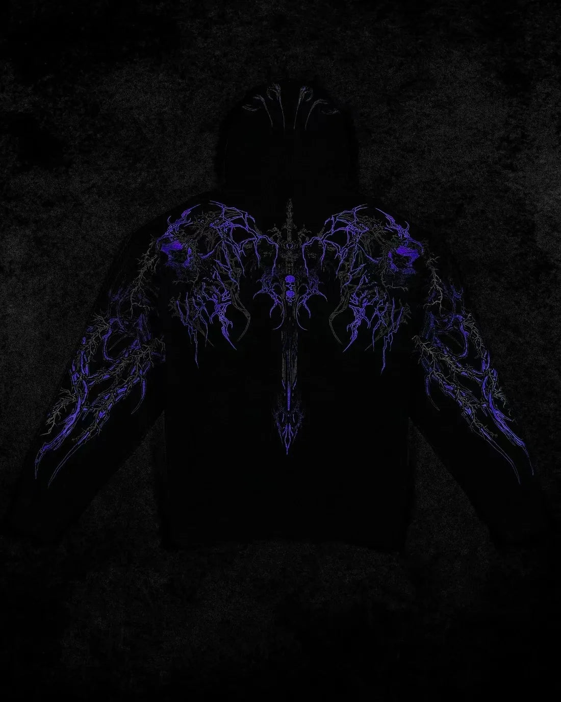 Apex Ritual – Men's Dark Floral Hooded Sweatshirt – Oversized American Streetwear Fitness Pullover