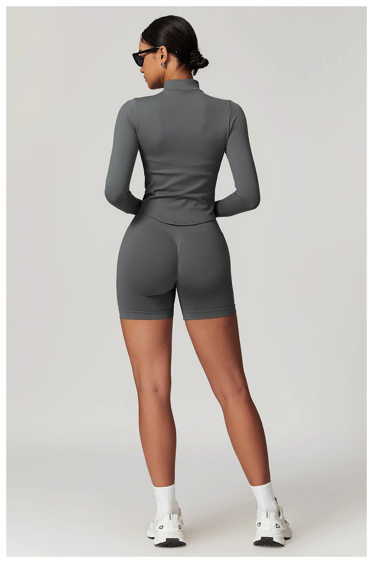 Apex Ritual – Ribbed Yoga Tops Women – Standing Collar Long Sleeve Fitness Top Gym Running Shirt