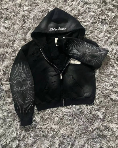 Apex Ritual Women's Zip Sweater – Y2K Embroidered Casual Sport Jacket
