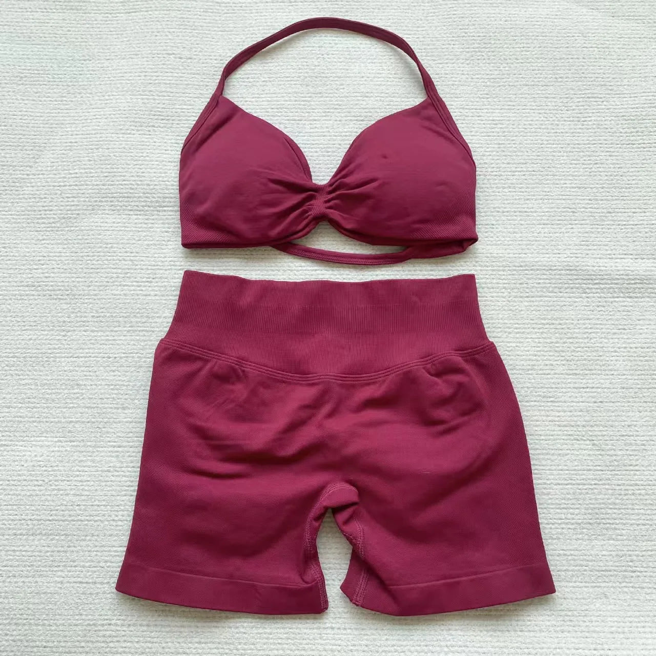 Apex Ritual – Women's 2-Piece Gym Set – Strappy Bra & High-Waist Scrunch Shorts
