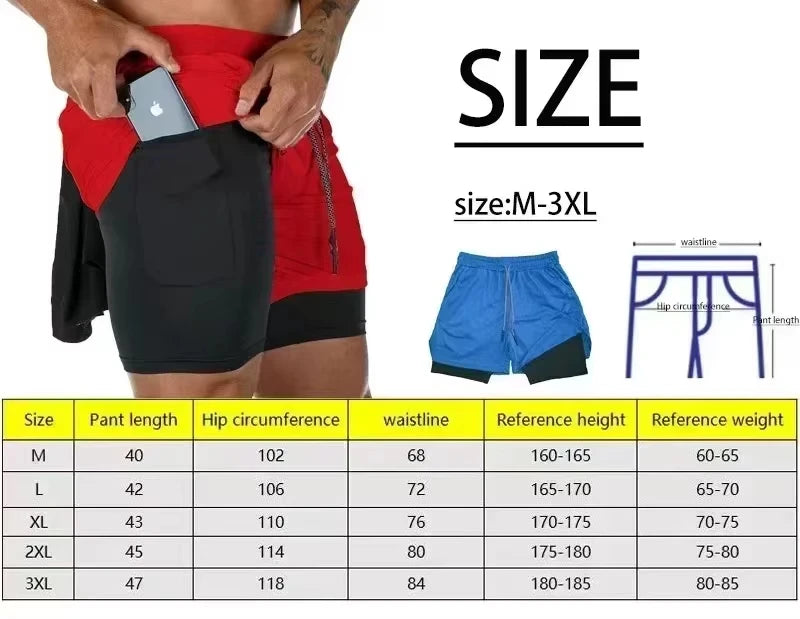 Apex Ritual – Men's 2-in-1 Sports Shorts – Quick-Dry Double-Layered Running Training Shorts