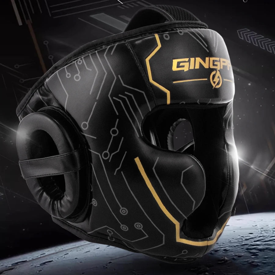 Apex Ritual – Full-Coverage MMA Boxing Helmet – Leather Head Guard for Muay Thai & Kickboxing