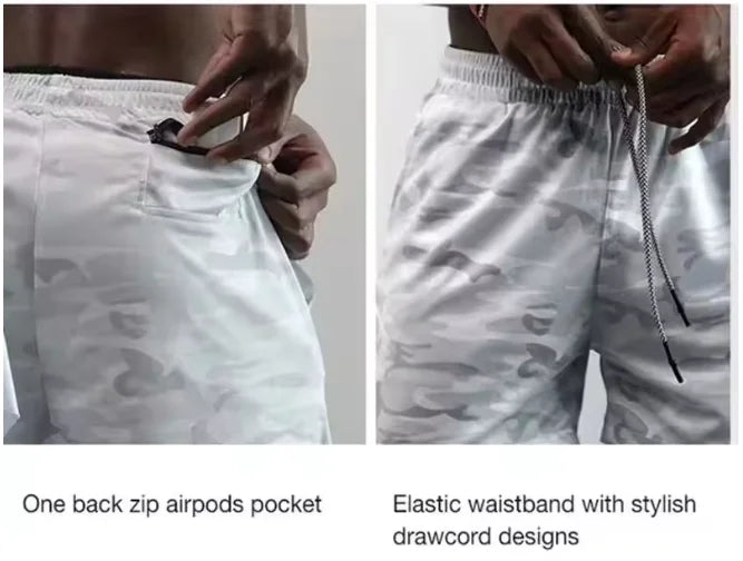 Apex Ritual – Men's 2-in-1 Fitness Running Shorts – Compression Lining with Phone Bag & Towel Ring