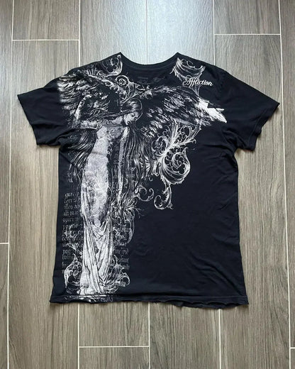 Apex Ritual – Women's Skull Print Cotton T-Shirt – Vintage Round Neck Short Sleeve Tee