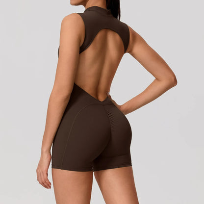 Apex Ritual – Sleeveless Yoga Bodysuit Women – High Stretch Push Up Fitness Jumpsuit
