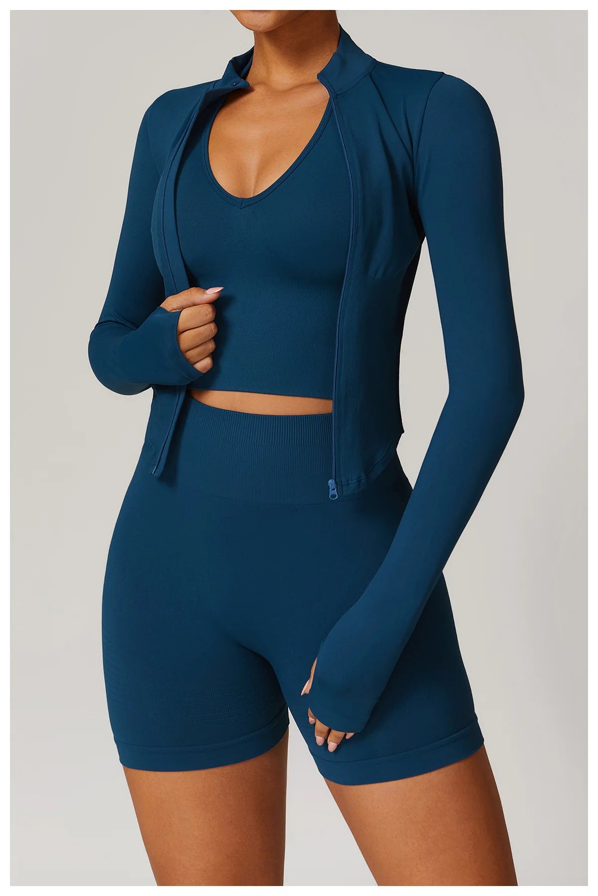 Apex Ritual – Ribbed Yoga Tops Women – Standing Collar Long Sleeve Fitness Top Gym Running Shirt