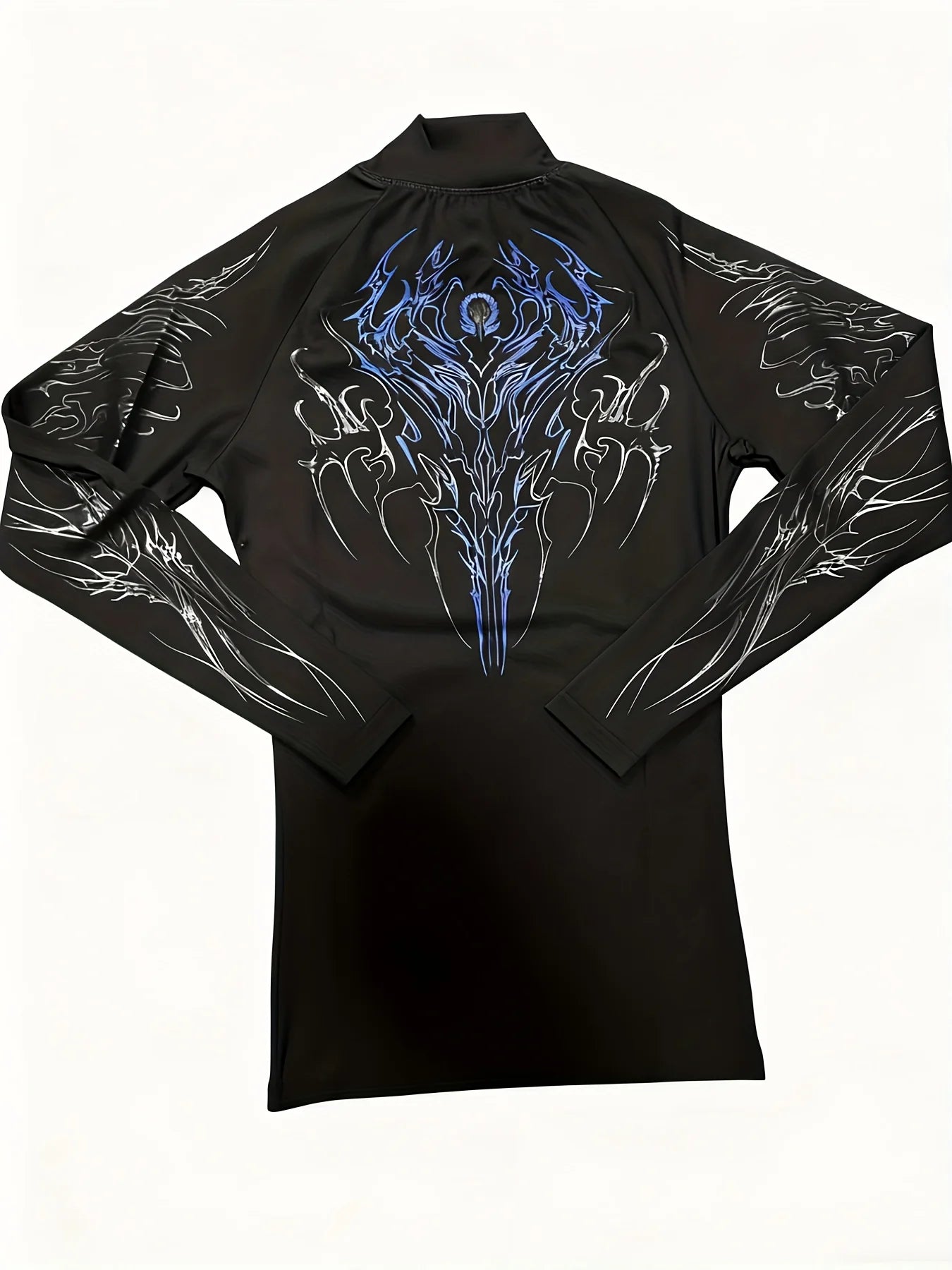 Apex Ritual – Men's Geometric High-Neck Compression Long Sleeve – Tight Fit Gym Sports Top