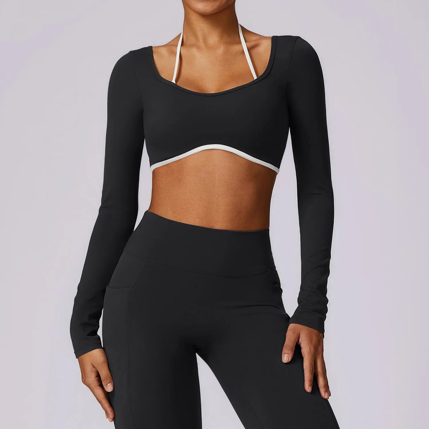Apex Ritual Women's Backless Long-Sleeve Yoga Top – Quick-Dry Training Shirt