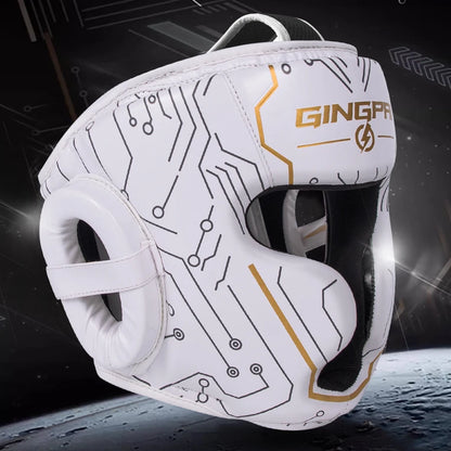 Apex Ritual – Full-Coverage MMA Boxing Helmet – Leather Head Guard for Muay Thai & Kickboxing