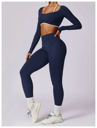 Apex Ritual Women's Backless Long-Sleeve Yoga Top – Quick-Dry Training Shirt