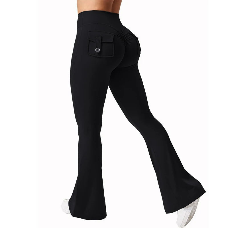 Apex Ritual – Women's High-Waist Flare Leggings – Pocket Quick-Dry Training Pants