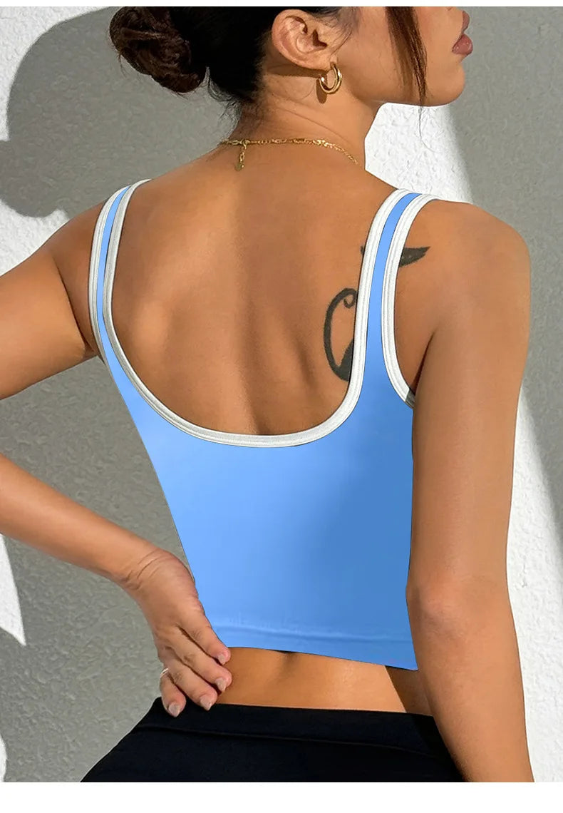 Apex Ritual – Color Blocking Sports Vest Women – No-Wire Push Up Fitness Bra