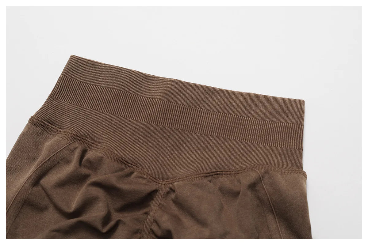 Apex Ritual – Women's High-Waist Yoga Shorts – Sand-Washed Squat-Proof Training Shorts