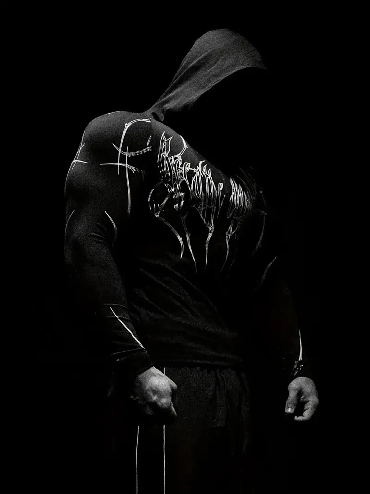 Apex Ritual – Men's Black Hooded Sports Compression Long Sleeve – Subcultural Streetwear Training Top