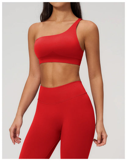Apex Ritual – Seamless Sport Bra Women – Breathable Shockproof Oblique Shoulder Yoga Bra Sportswear