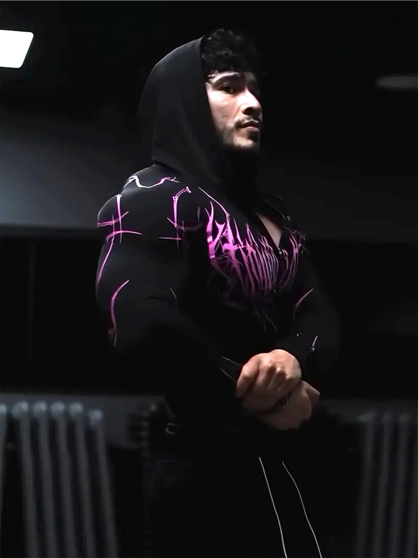 Apex Ritual – Men's Black Hooded Sports Compression Long Sleeve – Subcultural Streetwear Training Top