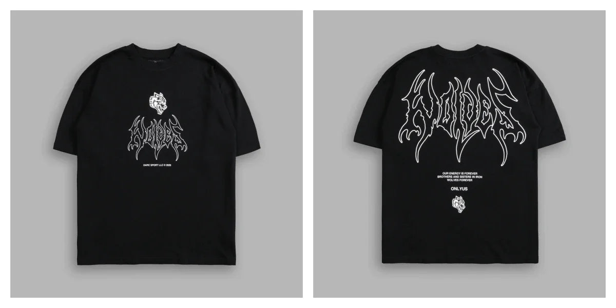 Apex Ritual – EINHERJAR Side By Side Oversized Tee – Y2K Gothic Hip Hop Couple T-Shirt