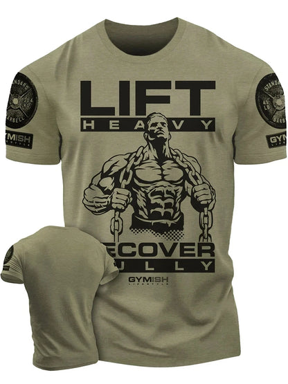 Apex Ritual – GYM Letter Print Round Neck T-Shirt – Breathable Men's Sports Top