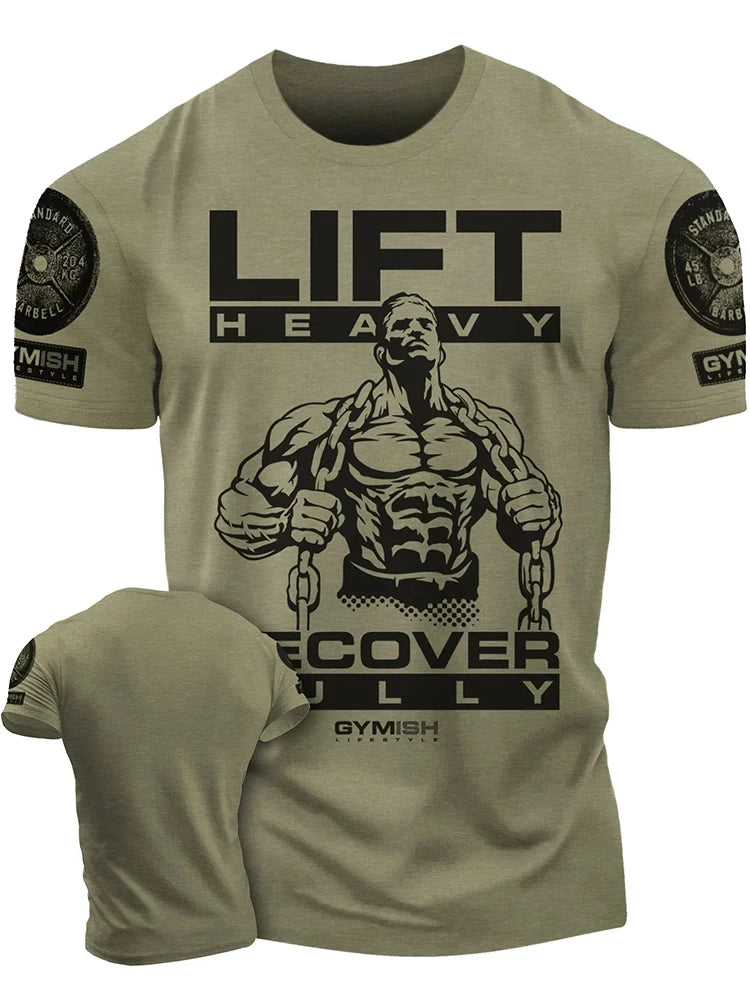 Apex Ritual Men's GYM Letter Print T-Shirt – Breathable Cotton Training Tee