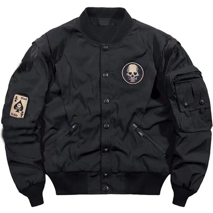 Apex Ritual – Techwear Varsity Bomber Jackets for Men – Skulls Punk Embroidery Baseball Jacket