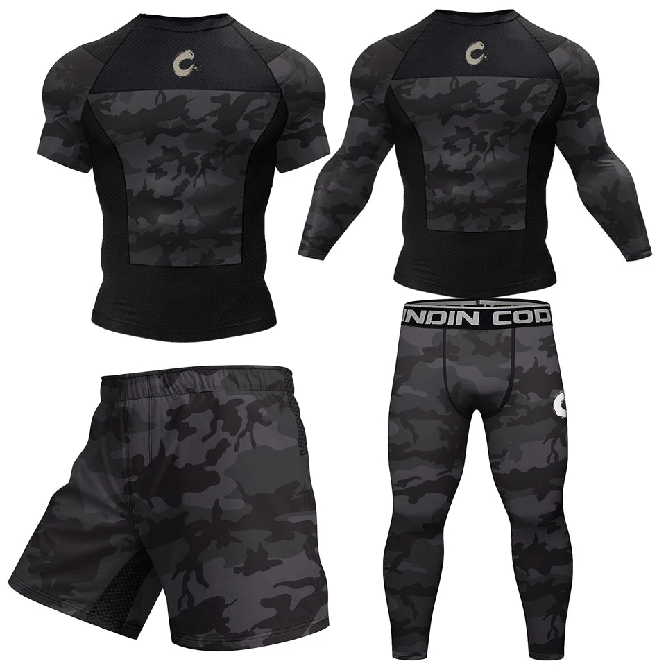 Apex Ritual – Black No Gi BJJ Jiu Jitsu T-Shirt & MMA Shorts Set – Rashguard & Compression Wear