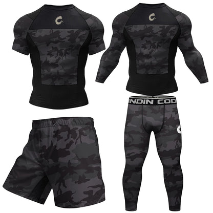 Apex Ritual – Black No Gi BJJ Jiu Jitsu T-Shirt & MMA Shorts Set – Rashguard & Compression Wear