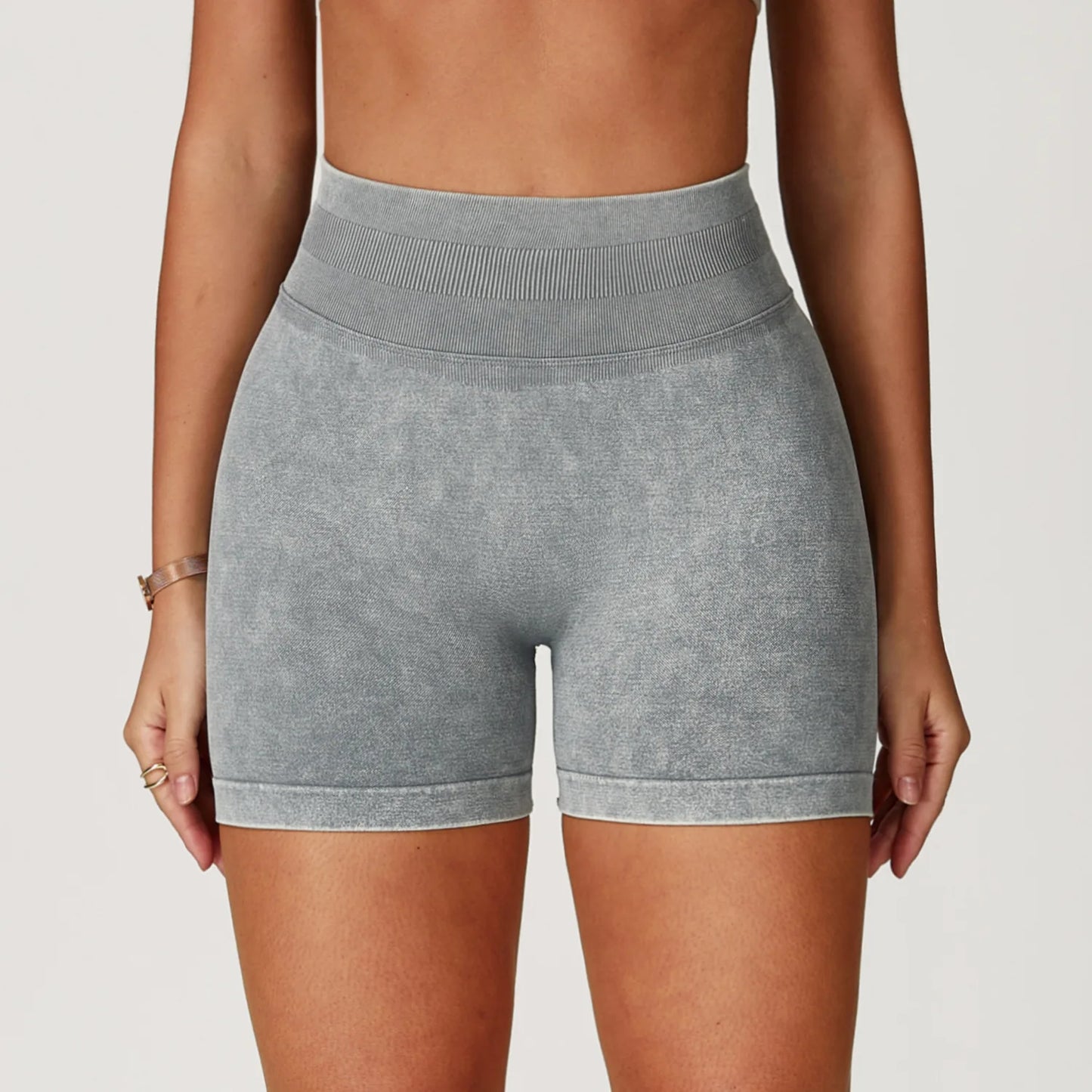 Apex Ritual – Women's High-Waist Yoga Shorts – Sand-Washed Squat-Proof Training Shorts
