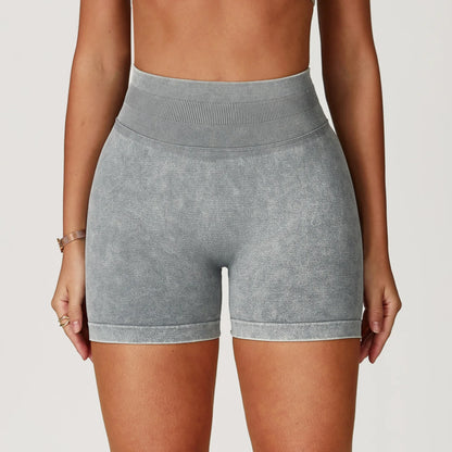 Apex Ritual – Women's High-Waist Yoga Shorts – Sand-Washed Squat-Proof Training Shorts