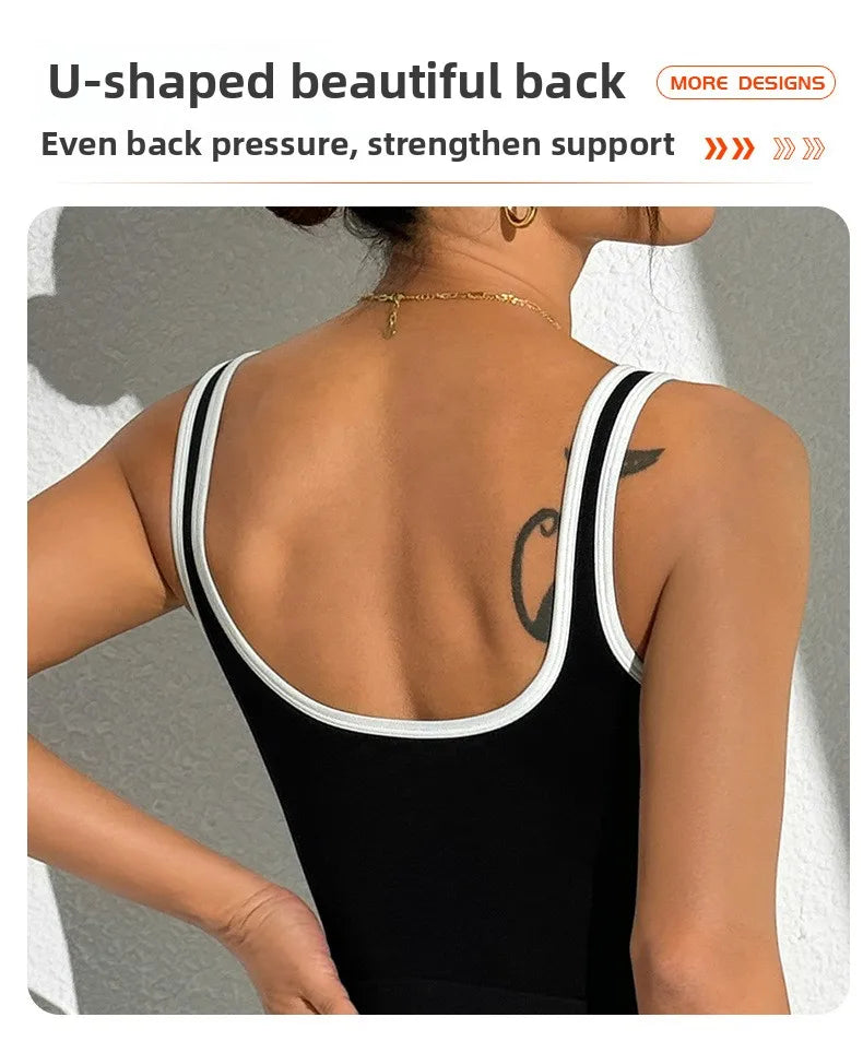 Apex Ritual – Color Blocking Sports Vest Women – No-Wire Push Up Fitness Bra