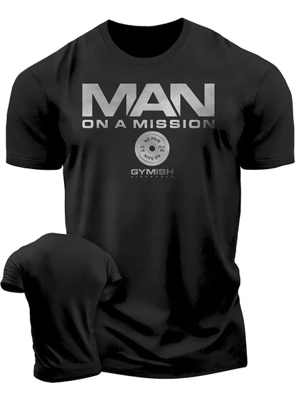 Apex Ritual Men's GYM Letter Print T-Shirt – Breathable Cotton Training Tee