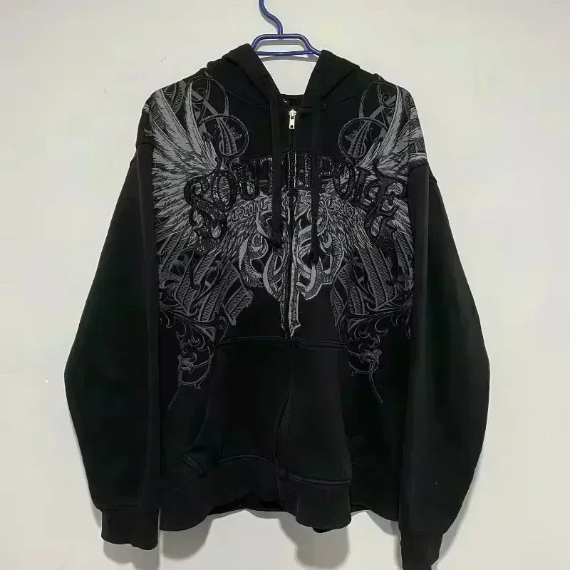 Apex Ritual – Y2K Korean College Style Zipper Hoodie Women – Harajuku Casual Loose Fleece Thick Sweatshirt