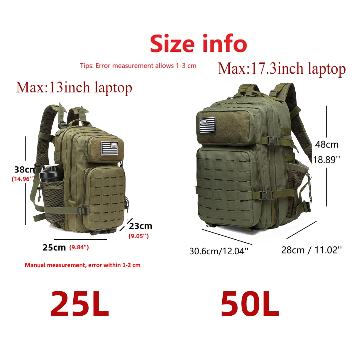 Apex Ritual – Tactical Molle Hunting Backpack 25L/50L – EDC Gym & Outdoor Hiking Rucksack with Bottle Holders