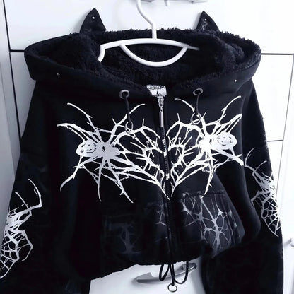 Apex Ritual – Y2K Korean College Style Zipper Hoodie Women – Harajuku Casual Loose Fleece Thick Sweatshirt