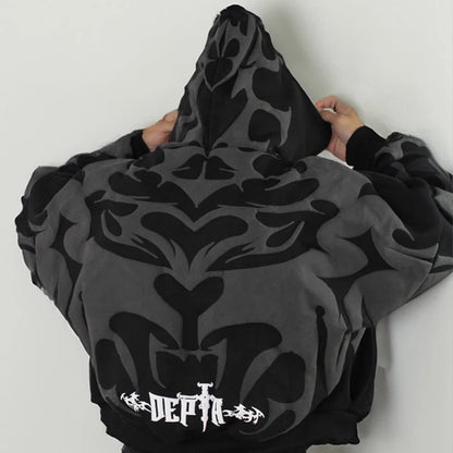 Apex Ritual – Y2K Men's Baggy Hoodies – Autumn Long Sleeve Loose Hooded Vintage Zipper Cardigan